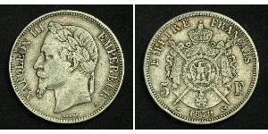 5 Franc 法蘭西第二帝國 (1852 - 1870) 銀 拿破仑三世