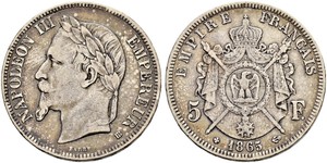 5 Franc 法蘭西第二帝國 (1852 - 1870) 銀 拿破仑三世