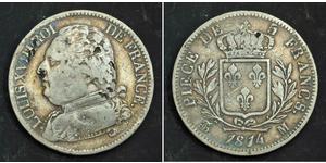 5 Franc 波旁复辟 銀 路易十八 (1755 - 1824)