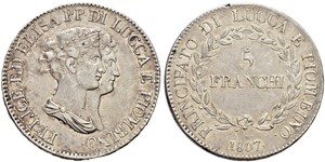 5 Franchi / 5 Franc Italian city-states Plata 