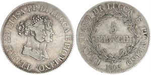 5 Franchi / 5 Franc Italian city-states Plata 