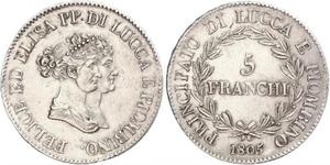 5 Franchi / 5 Franc Italian city-states Plata 