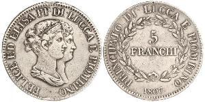 5 Franchi / 5 Franc Italian city-states Plata 