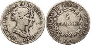 5 Franchi / 5 Franc Italian city-states Plata 