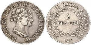 5 Franchi / 5 Franc Italian city-states Plata 