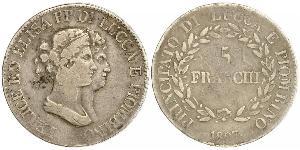5 Franchi / 5 Franc Italian city-states Silber 