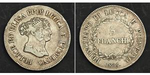 5 Franchi / 5 Franc Italian city-states Silber 