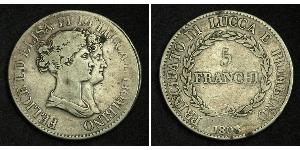 5 Franchi / 5 Franc Italian city-states 銀 