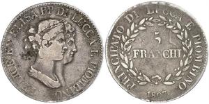 5 Franchi / 5 Franc Italian city-states 銀 