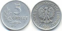 5 Grosh Repubblica Popolare di Polonia (1952-1990) Alluminio 