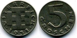 5 Grosh Federal State of Austria (1934-1938) Rame/Nichel 