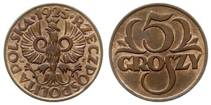 5 Grosh 波兰第二共和国 (1918 - 1939) 銅 阿卜杜拉二世