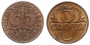 5 Grosh 波兰第二共和国 (1918 - 1939) 銅 阿卜杜拉二世