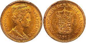 5 Gulden Kingdom of the Netherlands (1815 - ) Gold Wilhelmina of the Netherlands (1880 - 1962)