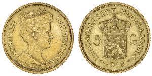 5 Gulden Königreich der Niederlande (1815 - ) Gold Wilhelmina (Niederlande)(1880 - 1962)