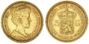 5 Gulden Königreich der Niederlande (1815 - ) Gold Wilhelmina (Niederlande)(1880 - 1962)