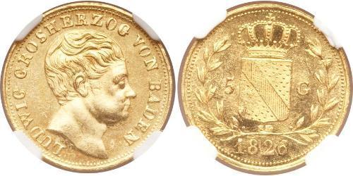 5 Gulden Grand Duchy of Baden (1806-1918) Oro Luigi I di Baden(1763 - 1830)