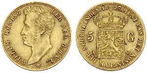 5 Gulden Paesi Bassi Oro William I of the Netherlands (1772 - 1843)
