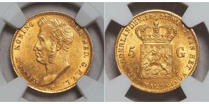 5 Gulden Países Bajos Oro William I of the Netherlands (1772 - 1843)