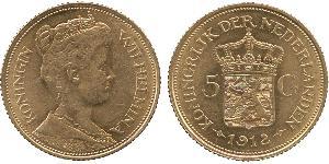 5 Gulden Reino de los Países Bajos (1815 - ) Oro Guillermina de los Países Bajos(1880 - 1962)