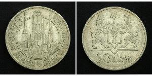 5 Gulden 但澤自由市 (1920 - 1939) 銀 