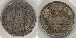 5 Gulden 但澤自由市 (1920 - 1939) 銀 