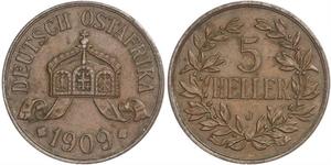 5 Heller Afrique orientale allemande (1885-1919) Bronze 