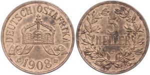 5 Heller Deutsch-Ostafrika (1885-1919) Bronze 