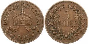 5 Heller German East Africa (1885-1919) Bronze 