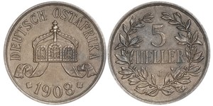 5 Heller German East Africa (1885-1919) Bronze 