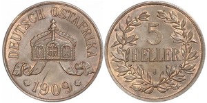 5 Heller German East Africa (1885-1919) 青铜 