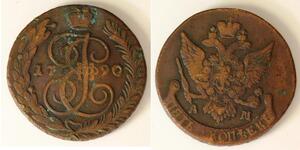 5 Kopeck Empire russe (1720-1917) Cuivre Catherine II (1729-1796)