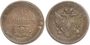 5 Kopeck 俄罗斯帝国 (1721 - 1917) 銅 亚历山大一世 (俄国)  (1777-1825)