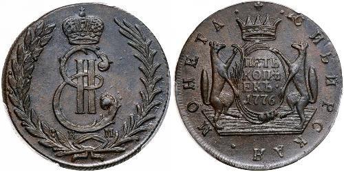 5 Kopeck 俄罗斯帝国 (1721 - 1917) 銅 叶卡捷琳娜二世 (1729-1796)