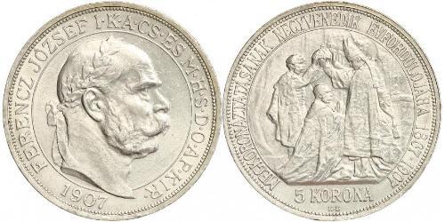 5 Korona Imperio austrohúngaro (1867-1918) Plata Franz Joseph I (1830 - 1916)