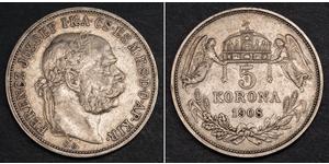 5 Korona Австро-Венгрия (1867-1918) Серебро Франц Иосиф I (1830 - 1916)