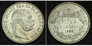 5 Korona Австро-Венгрия (1867-1918) Серебро Франц Иосиф I (1830 - 1916)