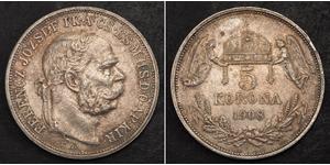 5 Korona Австро-Венгрия (1867-1918) Серебро Франц Иосиф I (1830 - 1916)