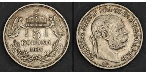 5 Korona Австро-Угорщина (1867-1918) Срібло Франц Иосиф I (1830 - 1916)