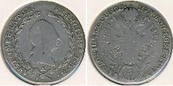 5 Kreuzer Imperio austríaco (1804-1867) Plata Francis II, Holy Roman Emperor (1768 - 1835)