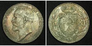 5 Krone Liechtenstein Argento Johann II, Prince of Liechtenstein (1840-1929)
