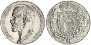 5 Krone Liechtenstein (1719 - ) Argento Johann II, Prince of Liechtenstein (1840-1929)