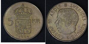 5 Krone Svezia Argento Gustavo VI Adolfo di Svezia (1882 - 1973)