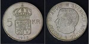 5 Krone Svezia Argento Gustavo VI Adolfo di Svezia (1882 - 1973)