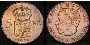 5 Krone Svezia Argento Gustavo VI Adolfo di Svezia (1882 - 1973)