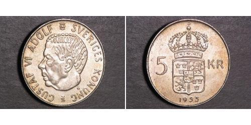 5 Krone Svezia Argento Gustavo VI Adolfo di Svezia (1882 - 1973)