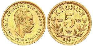 5 Krone Sweden Gold Oscar II of Sweden (1829-1907)
