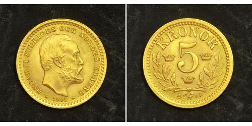 5 Krone Sweden Gold Oscar II of Sweden (1829-1907)