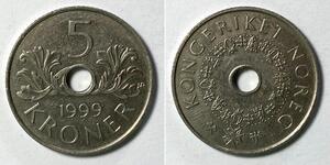 5 Krone Noruega Níquel/Cobre 