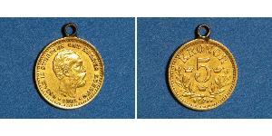 5 Krone Suède Or Oscar II de Suède (1829-1907)